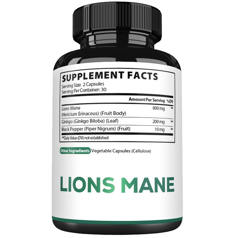 Satoomi Lions Mane with Ginkgo Biloba Supplement - 60 Capsules