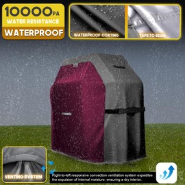 LIBZAKI Grill Cover 420D Waterproof, Weather Resistant, Rip-Proof, Anti-UV, Fade Resistant,Gas Grill Cover for Weber,Char Broil,Nexgrill Grills, etc.48 inches-Fuchsia/Gray