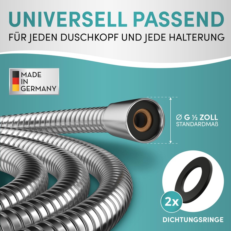 Engelbach® Shower Hose 1.25 m with Double Twist Protection, Stainless