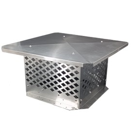 BUYYAH Chimney Cap,17" x 35"Chimney Cover, Adjustable Bottom to Fit Outside Existing Clay Flue Tile Dimensions 16.7" x 34.7" to 19.3" x 37.3", All Stainless Steel Structure, with Meshes, Bolts, Screws