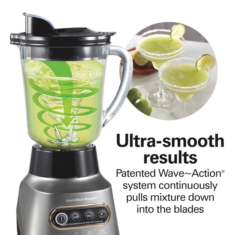 Hamilton Beach Wave Action Blender for Smoothies, Stainless Steel Ice