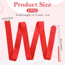 Bremorou 2 Pcs Dance Ribbons For Kids Sparkling Dance Ribbon Streamer Gymnastics Ribbon With Wand Twirling Dancing Ribbons Rhythmic Long Ribbon Streamers Gymnastics Accessories For Girls Adults