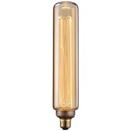 TORCHSTAR LED Tubular Decorative Light Bulb 3.5W, T19 11.81Inch Long Tube Edison Light Bulbs, E26 Base, Dimmable Virtual Filament Vintage Edison Bulb, Amber Glass, 2000K Soft Warm, UL Listed