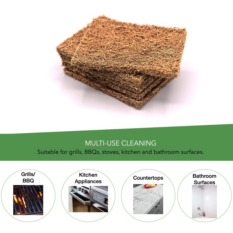 Biodegradable Natural Coconut Fiber and Rubber Latex, Kitchen Scouring Pads