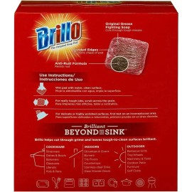 Brillo Steel Wool Soap Pads, Long Lasting, Original Scent Cleaning, 18 Count
