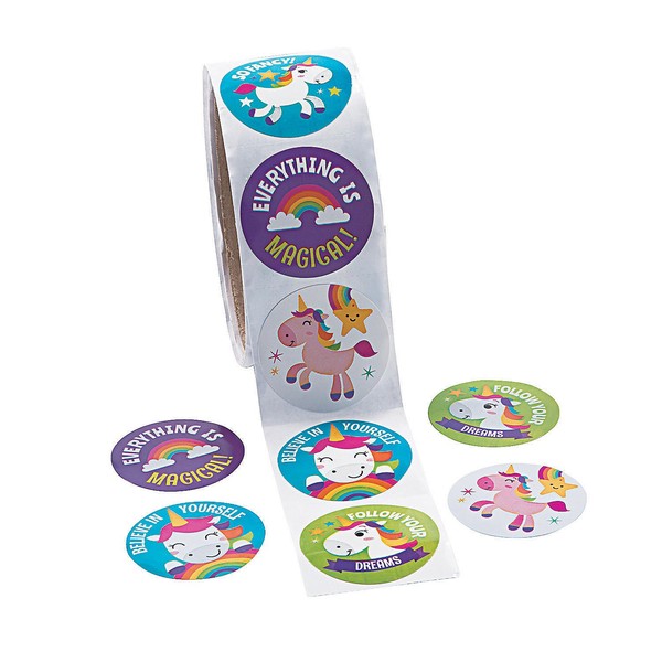 Fun Express - Unicorn Roll Stickers - Stationery - Stickers - Stickers - Roll - 100 Pieces