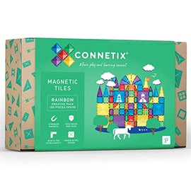 Connetix Tiles, 100 pc Creative Pack of Magnetic Building Tiles for Kids, Colorful Shapes, Fences, and Door Frames to Create Big Castles, Rockets, Bridges, Towers, and More