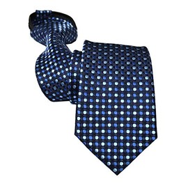 Mens Zipper Tie Skinny Business Wedding Striped Polka Dot Microfiber Pre-tied Necktie, punto azul marino, Talla única
