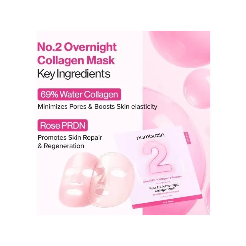 Numbuzin 2 Rose Pdrn Overnight Collagen Mask Todo Tipo De