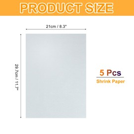 QUARKZMAN 5 Stück Schrumpffolienblätter, 8x12 Zoll Schrumpffilme Papier Wärmeschrumpfpapier zum Herstellen von Ohrringen, Halsketten, Schlüsselanhängern DIY Bastelprojekt, Silber