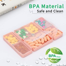 Toplive Daily Pill Organizer With Folding Design and Large Compartment, Travel Pill Case for Women and Men to Hold Pills/Vitamin/Fish Oil (Middle,Pink)