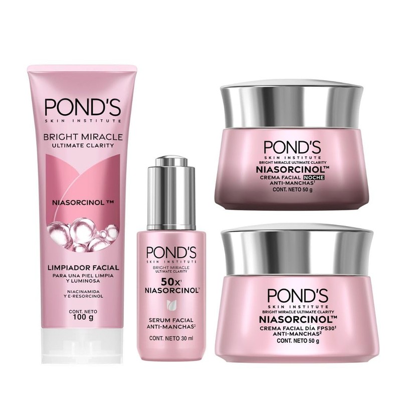 PONDS Bright Miracle Rutina Completa de 4 pasos con NIASORCINOL