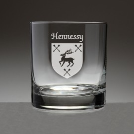 Hennessy Irish Coat of Arms Tumbler Glasses - Set of 4 (Sand Etched)