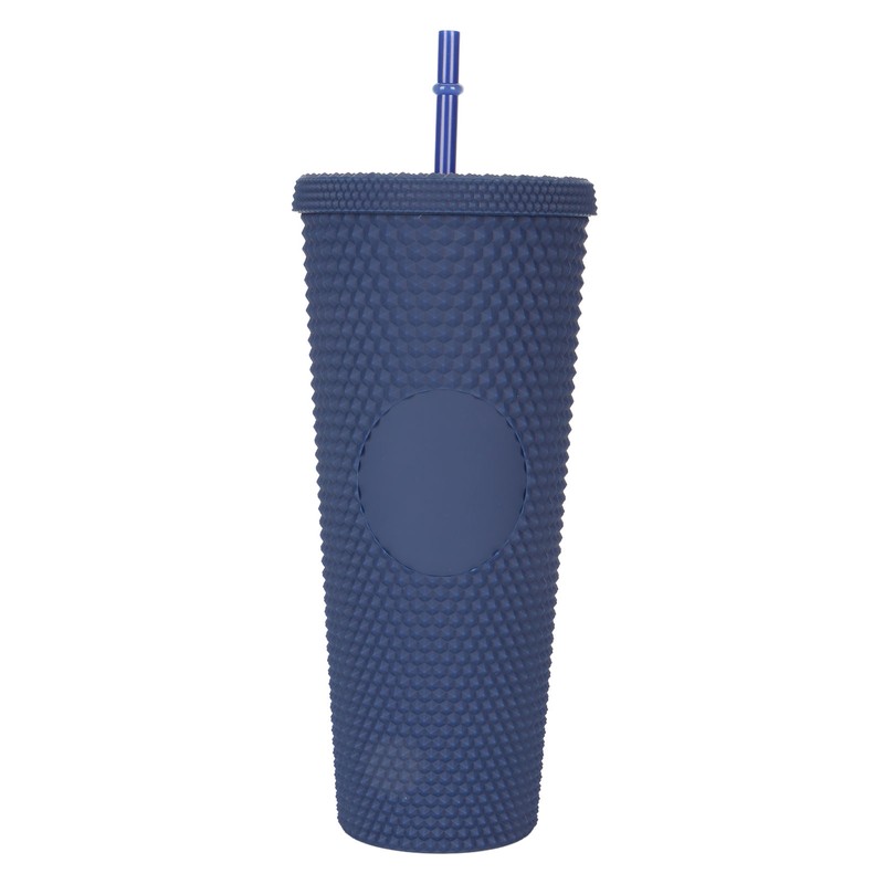 Coffee Tumbler with Lid and Straw Matte Dark Blue Double