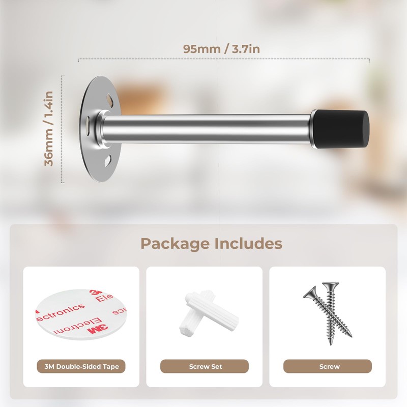 Mosike Door Stoppers, Sound Dampening Door Stop with Rubber Bumper,