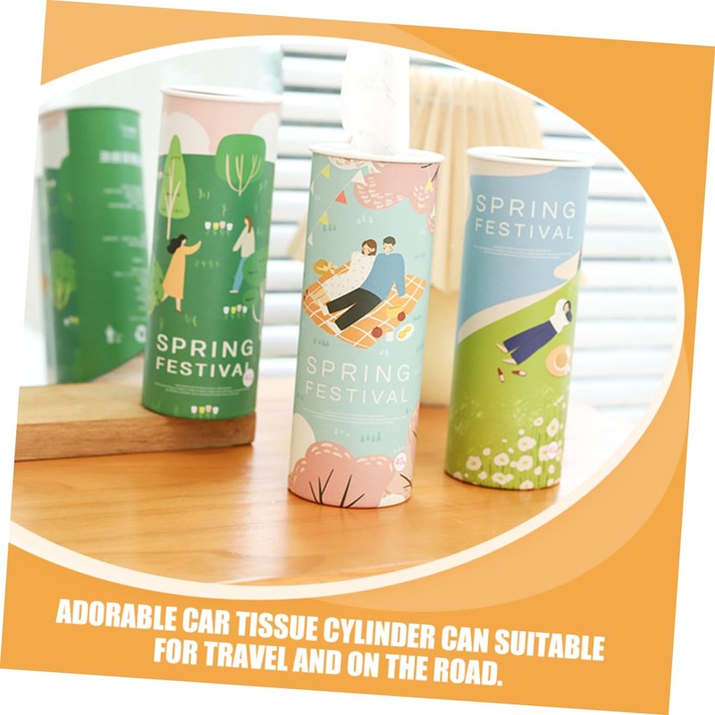 Alipis 3Pcs Car Tissue Box Round Cylinder Tissue Holder for
