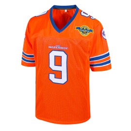 Bobby Boucher #9 The Waterboy Adam Sandler Movie Mud Dogs Bourbon Bowl Football Jersey(Orange-3XL)