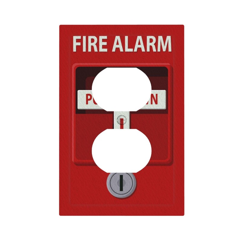 WMHUSU Decorative Outlet Covers Red Fire Alarm Print Novelty 1