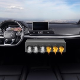 PSUFURV 24V Ac Unit for Car, A/C Air Conditioning Evaporator Assembly with A/C Heat + Cool Unit 3 Speed 6 Ports Truck Air Conditioner for Sedans Trucks Vans and Box Trucks (Black)