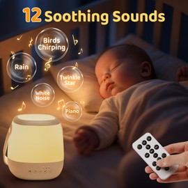 Baby Night Light Sound Machine,35 Colors+12 White Noise Machine+Egg Light for Nursery Lamp, Cordless+USB Rechargeable+Portable Night Light for Baby Nursery Lamp, Nightlight for Kids Room Toddler Lamp