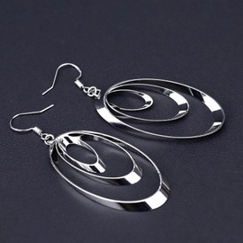 Hypoallergenic Plated Silver Circle Dangle Earrings Geometric Boho Earring for Women Dangling Hoop Bohemian Jewelry