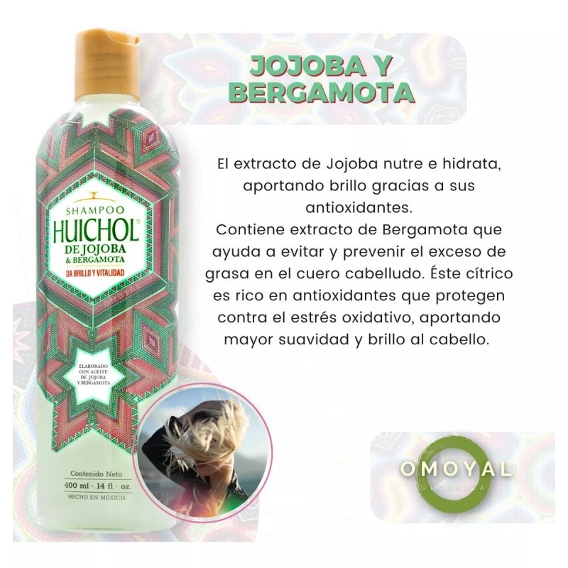 Huichol Paquete 12 Piezas Shampoo Huichol De Jojoba Con Bergamota