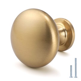 NIZADO 50 Pack Warm Gold Cabinet Knob Solid Kitchen Drawer Hardware,Champagne Bronze Drawer Knob Antique Brass Dresser Knob Euro Style Furniture Hardware,Diameter:1-1/5"