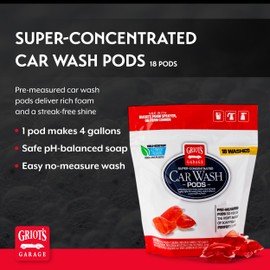 Griot's Garage Super-Concentrated Car Soap Pods for Wash Buckets, Foam Cannons, and Foaming Sprayers, pH Neutral, Auto Shampoo, 18 Pc, 10846