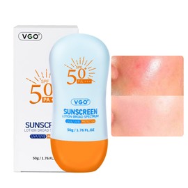 VGO Sunscreen for Face SPF 50+, Mineral Sunscreen with Zinc Oxide, Broad Spectrum Protection, No White Cast, Oil-Free & Non-Comedogenic, Suitable for All Skin Types & Tones, Travel Size (1.76 Fl Oz)