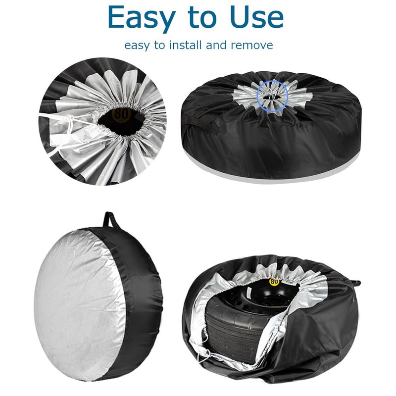 4 Pack/Set 210D Oxford Wheel Covers, Storage Tote Bags with