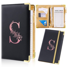FIODAY Server Book, Alphabet Server Books for Waitress Leather Waitess Book with Zipper Pocket Serving Book with Gift Keychain Cute Server Check Book Fits Server Apron,S