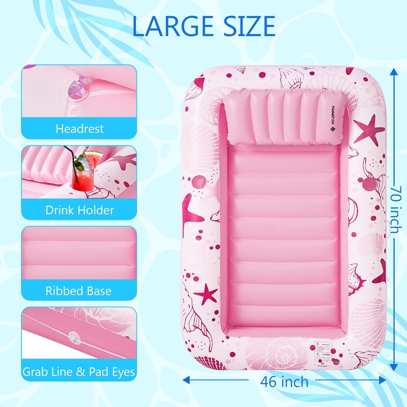WILDPATH Inflatable Tanning Pool Lounger Float for Adults, 70" x