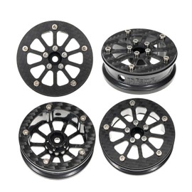 RampCrab 1.8" (46mm) Super Wheels, Carbon Fibre Beadlock Wheels, fit for SCX24, TRX4M, FCX24, CR18P, Style G