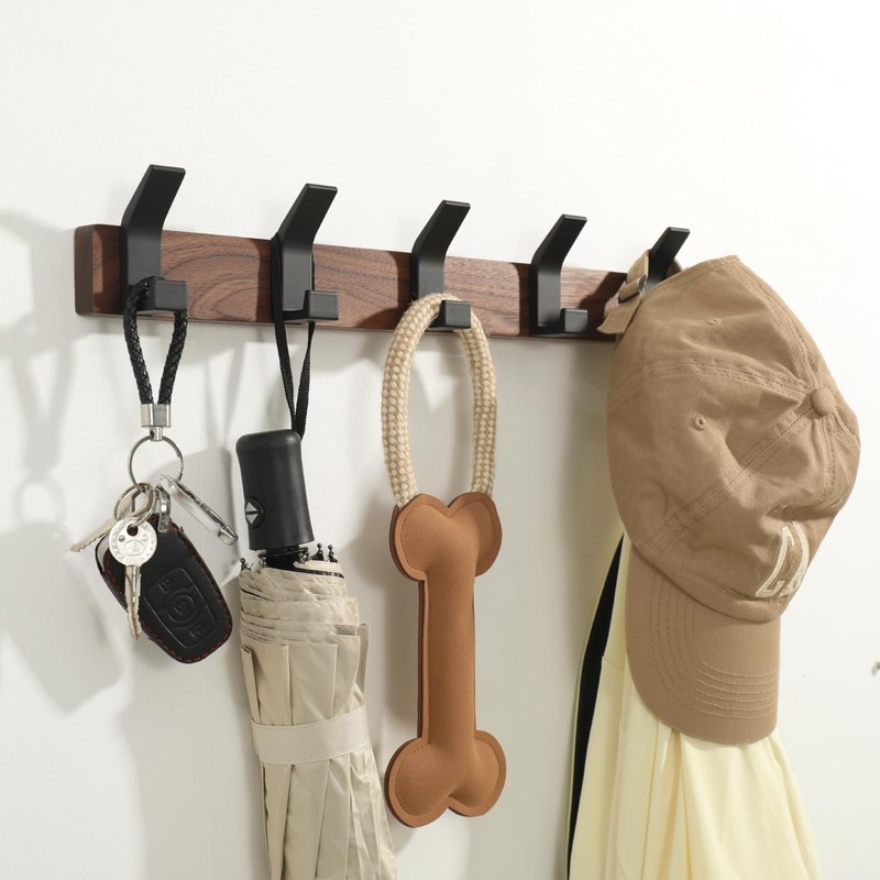 Jadorn Coat Rack Wall Mount - 15.7 Inches Walnut Wood