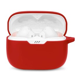 Ankersaila Case Compatible with JBL Tune 130NC TWS,Shock Drop Proof Soft Silicone Protections Case Cover with Keychain (Red)