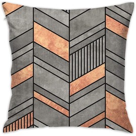 Sotyi-ltd Abstract Chevron Pattern - Concrete And Copper Home Decorative Throw Pillow Case Cushion Cover for Gift Home Couch Bed Car 18" x18"