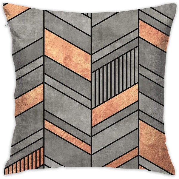 Sotyi-ltd Abstract Chevron Pattern - Concrete And Copper Home Decorative