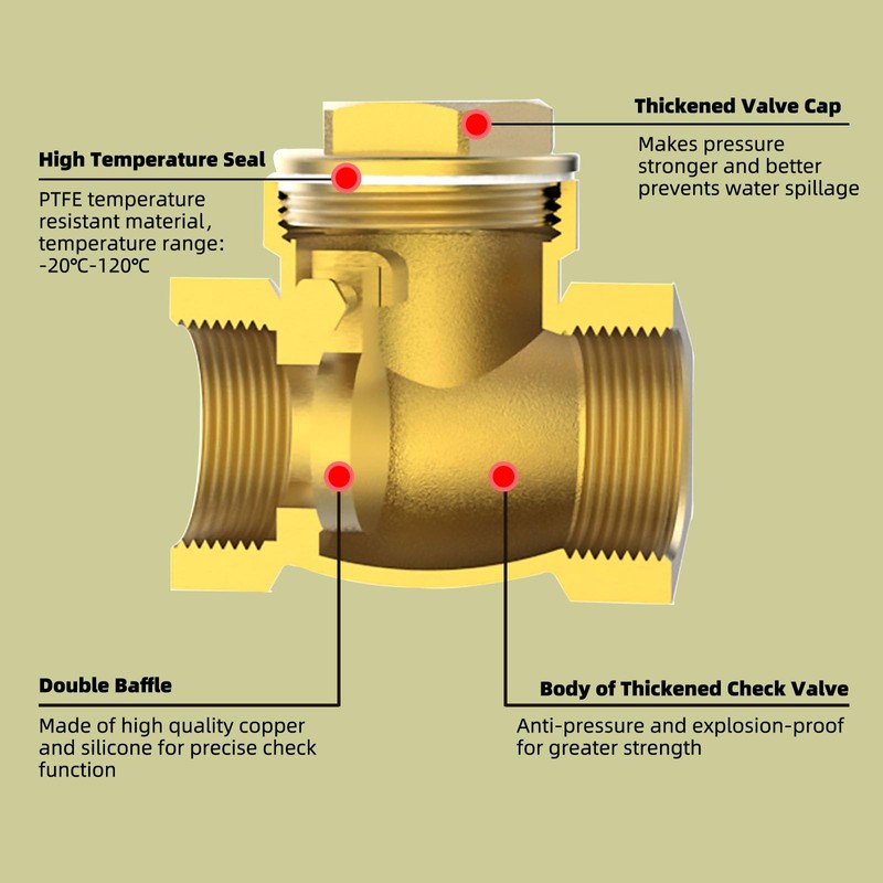MYWERO 4" NPT Swing Brass Check Valve DN100, 4 Female