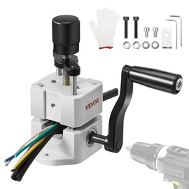 VEVOR Peladora de Cables Manual de 1,5-25 mm, Peladora de Cobre Portátil ABC y PC con Manivela o Taladro, Cuchillas Templadas de 64 Mn, Rodillos de Ac