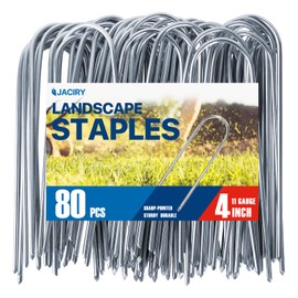 Landscape Staples for Outdoor Decorations.Jaciry 4 inch 80 pcs Weed Barrier Stakes. Reliable Lawn Stakes and Yard. Stakes. Premium Metal Garden Stakes,Stylish Landscape Fabric Stakes and pin.