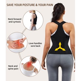 URSEXYLY Women Back Braces Posture Corrector Waist Trainer Vests Tummy Control Body Shapers for Spinal Neck Shoulder and Upper Back Support (3XL, Black)