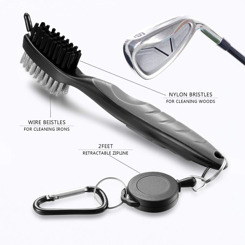 pzihao Golf Club Brush and Microfibe Towel Kit, with Carabiner
