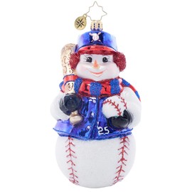 Christopher Radko Hand-Crafted European Glass Christmas Tree Decorative Ornament, Snowy Slugger
