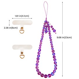 BEEFLYING Ctystal Stone Beads Wrist Straps for Phone Handmade Anti-lost Lanyard Rope for Cell Phone Hanging (Blue Violet)