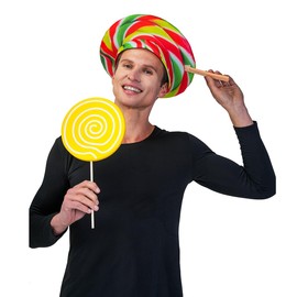 KalcyKizz Adult Funny Lollipop Costume Hat,1PC Food Costume Headwear, Candy&Popsicle, Multicolor (Lollipop)