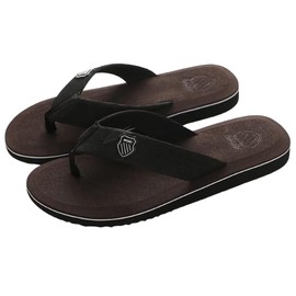 Emptio Men's Relaxed Flip Flops, For Work, Fashionable, Outdoors, On The Porch, smoky black, L