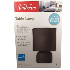 Sunbeam Modern Black Table Lamp Energy Star with Warm White 40 W Equiv LED Bulb