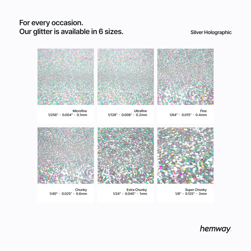 Hemway Holographic Silver Strands Glitter Shaker, 130g Glitter, Crafts