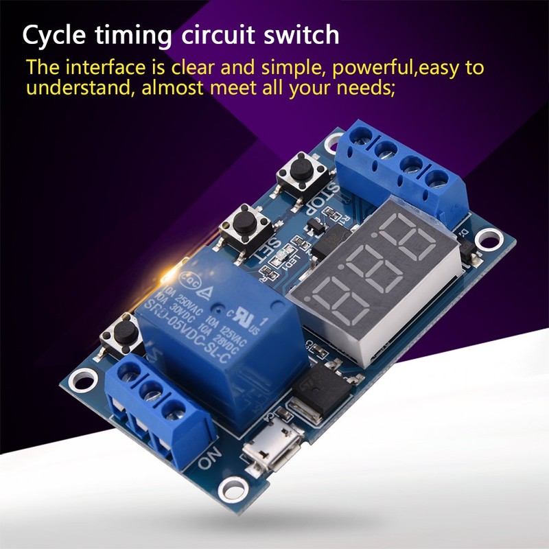 DC 6-30V Digital LED Relay Board Cycle Timing Circuit Switch