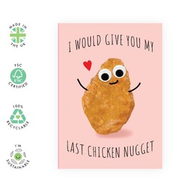 Central 23 Anniversary Cards For Couples - 'Last Chicken Nugget' - I Love You Gifts For Husband Or Wife - Valentines For Kids - Best Best Friend Birthday Card - Comes With Fun Stickers